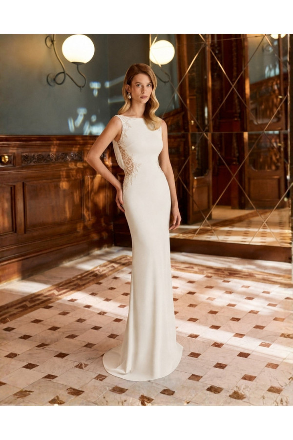 Abito da sposa avorio in crêpe con cristalli 2J40 di Rosa Clará