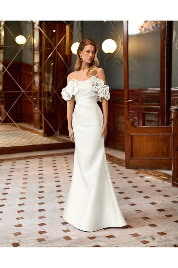 Abito da sposa natural in mikado sirena 2JB2 di Rosa Clará