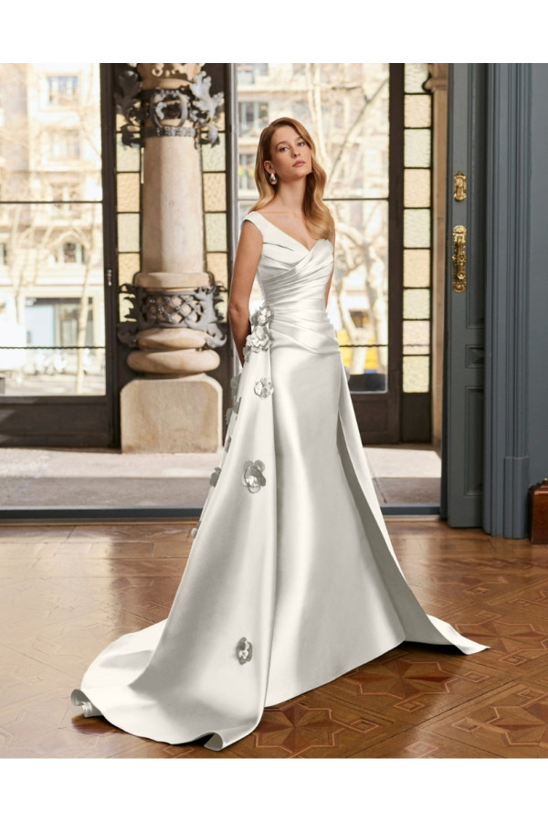Abito da sposa avorio in mikado trasformabile 2JA5 di Rosa Clará
