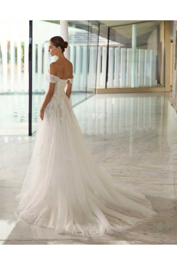 Grace Abito da sposa avorio in tulle con spacco Rosa Clará Soft