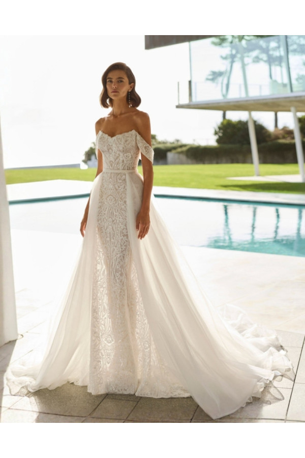 Glenda Abito da sposa avorio in pizzo a sirena di Rosa Clará Soft 2027