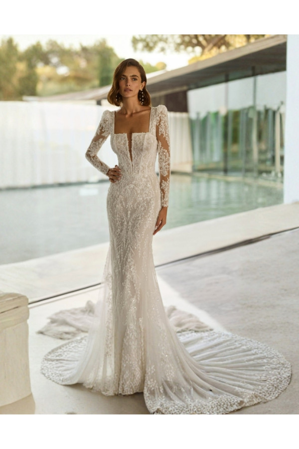 Giovanna abito da sposa avorio in pizzo a sirena Rosa Clará Soft 2027
