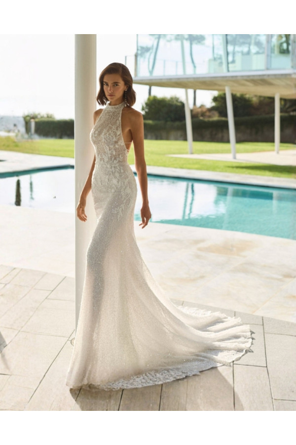 Giorgia abito da sposa avorio in pizzo a sirena Rosa Clará Soft 2027