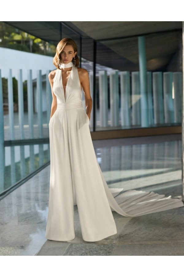Gianel Abito da sposa avorio in cady jumpsuite Rosa Clará Soft 2027