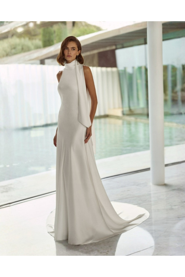 Gala abito da sposa avorio in raso cady scivolato Rosa Clará Soft 2027