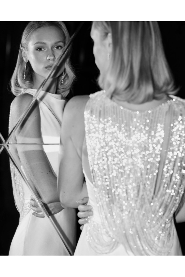 Ciria Abito da sposa avorio in cady scivolato Rosa Clará Gatsby 2027