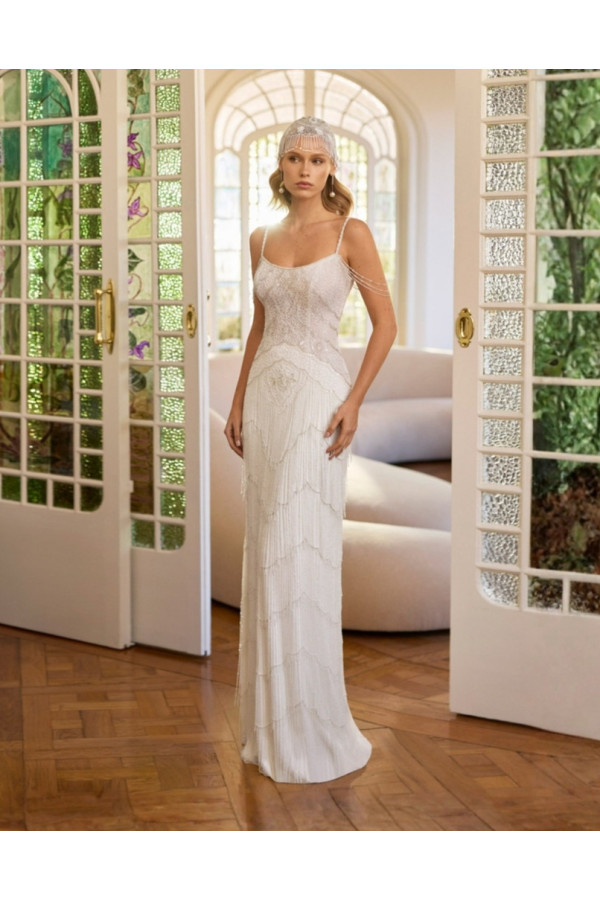 Camelia abito da sposa avorio ricamato trasformabile Rosa Clará Gatsby