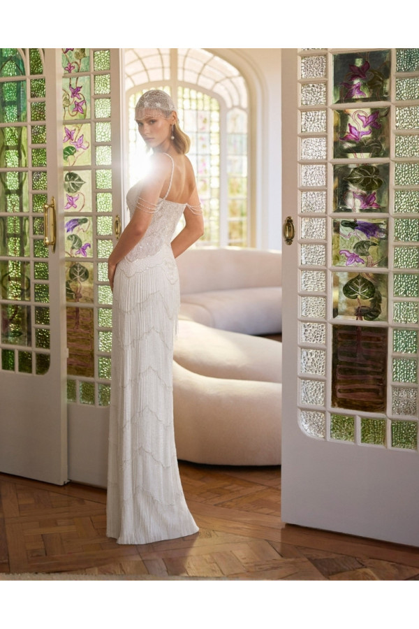 Camelia abito da sposa avorio ricamato trasformabile Rosa Clará Gatsby