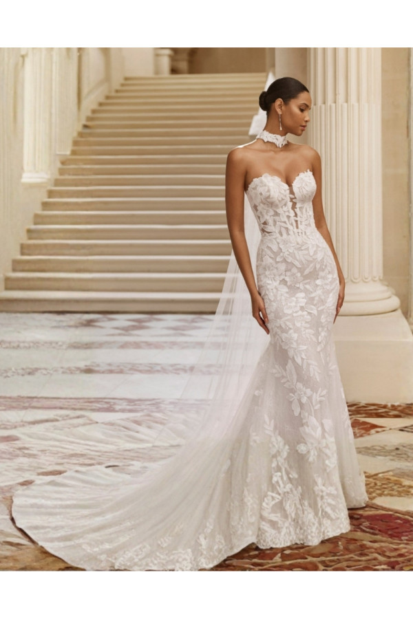 Ambar abito da sposa avorio in pizzo a sirena Rosa Clará Dream 2027