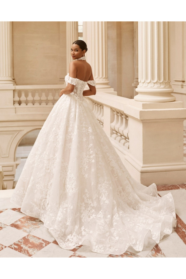 Amapola abito da sposa avorio in pizzo ampio Rosa Clará Dream 2027