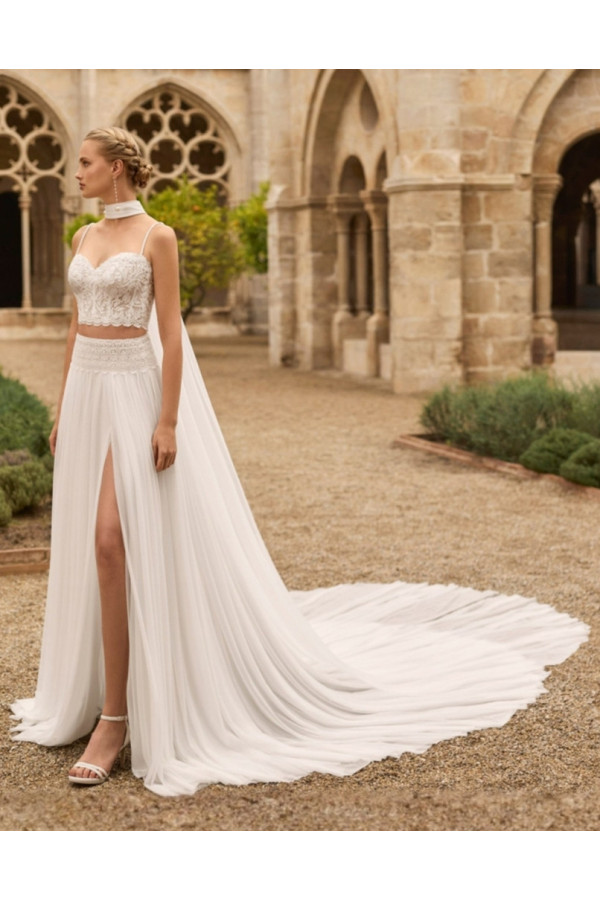 Livy abito da sposa avorio in chiffon spezzato di Rosa Clará Boheme
