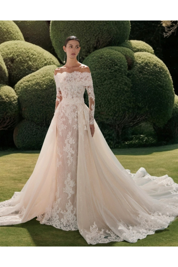 Hanau Abito da sposa avorio in pizzo trasformabile di Luna Novias