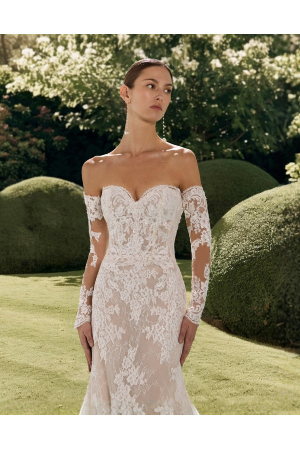 Hanau Abito da sposa avorio in pizzo trasformabile di Luna Novias