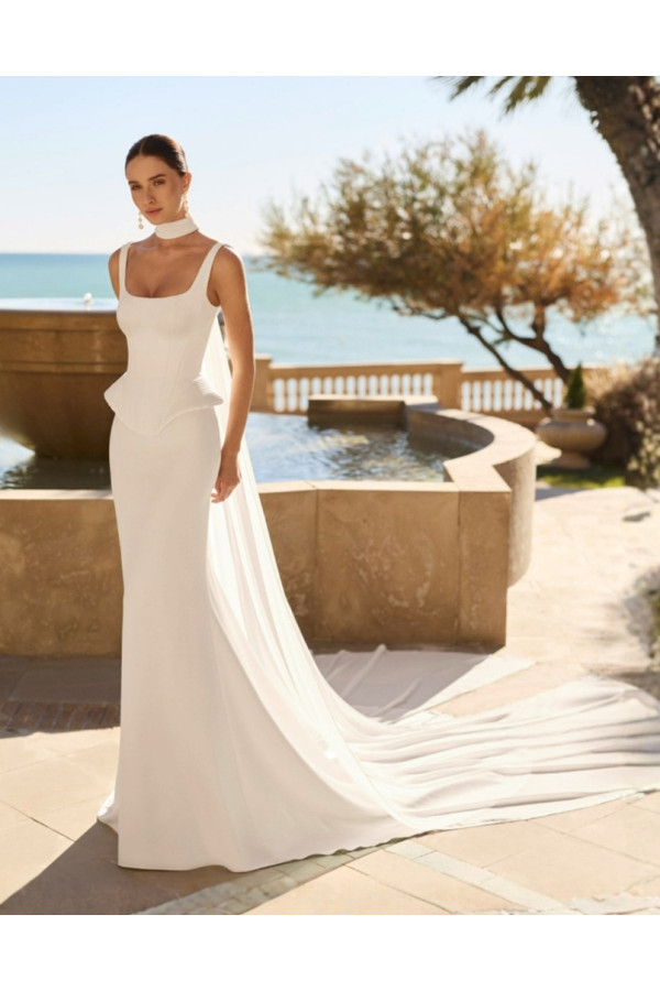 Fraya Abito da sposa avorio in crepe due pezzi a sirena Luna Novias