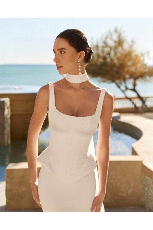 Fraya Abito da sposa avorio in crepe due pezzi a sirena Luna Novias