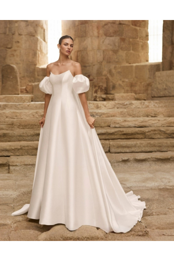Pomelo abito da sposa avorio in raso ampio Adriana Alier 2027