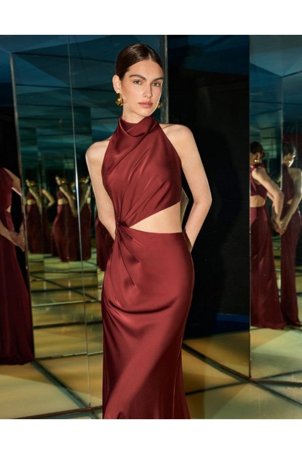 Abito da cerimonia donna 1818 a sirena trasparente rosa clara coktail