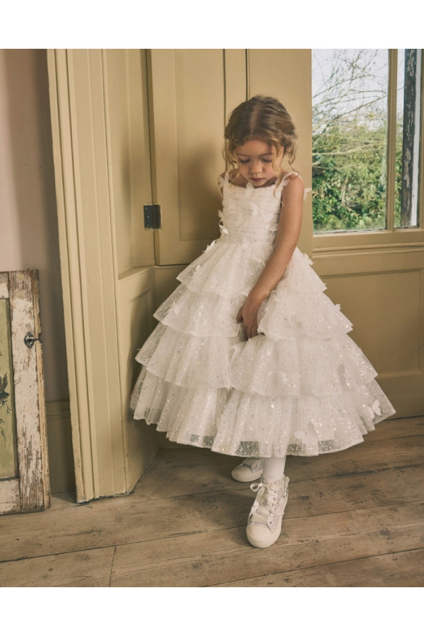 Abito Prima Comunione avorio in tulle a balze Persephone di Fable