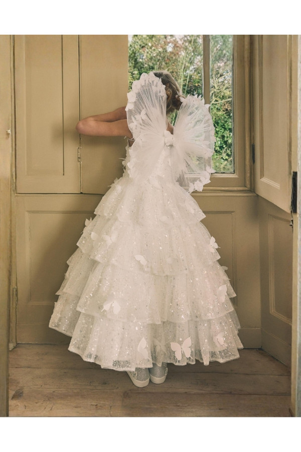 Abito Prima Comunione avorio in tulle a balze Persephone di Fable