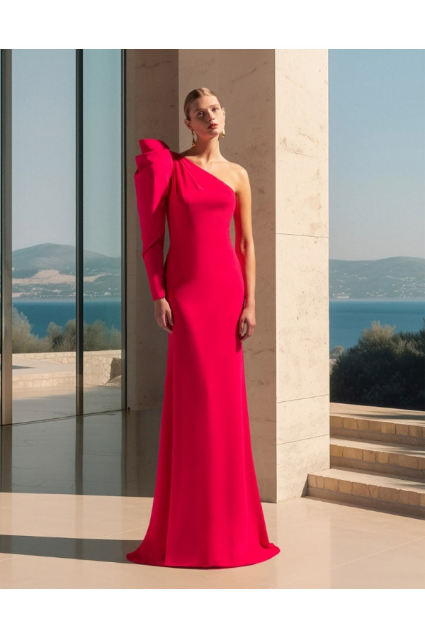 Abito da cerimonia donna 1p24 a sirena monospalla crep Paloma Queves