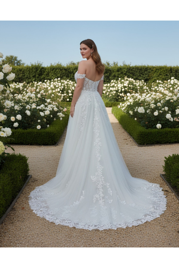 Abito sposa avorio pizzo e tulle ampio 27CURV06 Curvy by Miss Kelly
