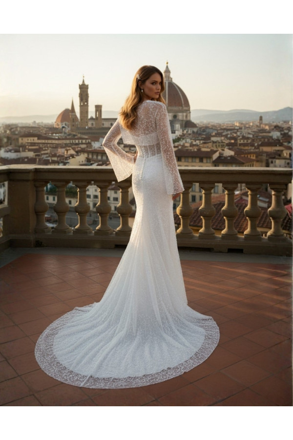 Abito da sposa ricamato avorio a sirena 27MS10 Mercedes 2027