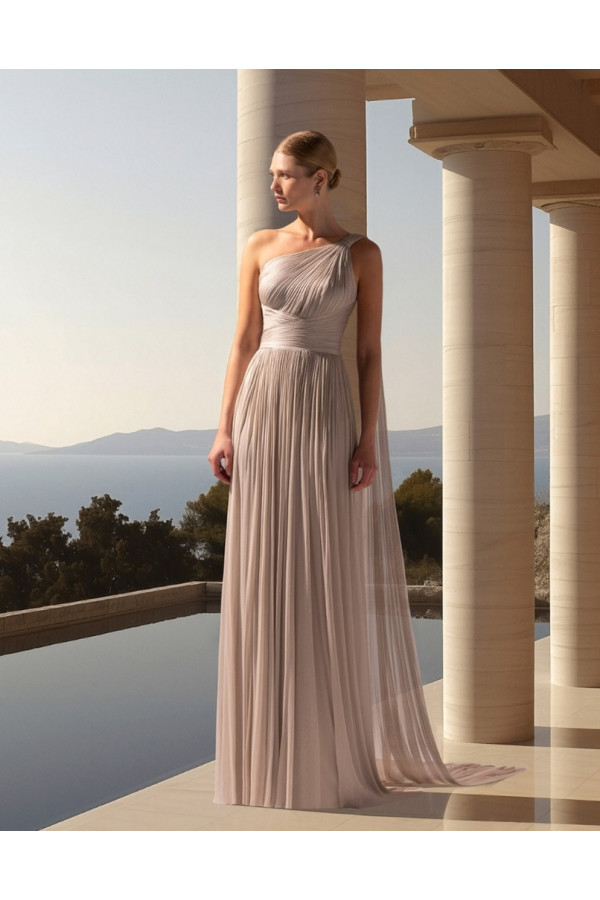 Abito da cerimonia donna 1p17 cipria in tulle scicvolato Paloma Queves