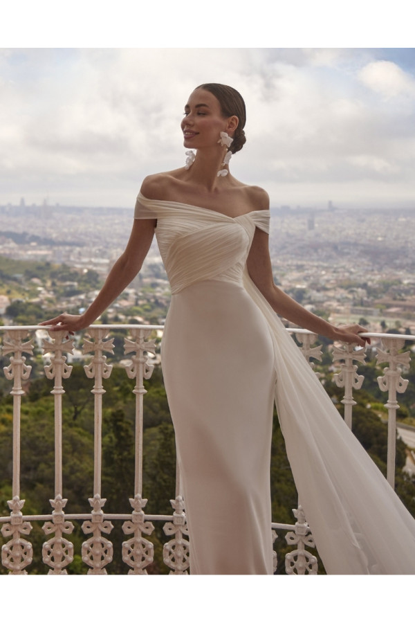 Siena abito da sposa a sirena in chiffon avorio di Novia D'art