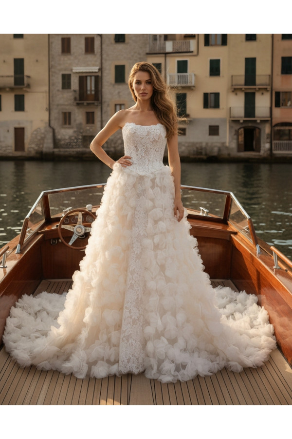 Abito da sposa avorio in pizzo trasformabile 27MS09 Mercedes 2027