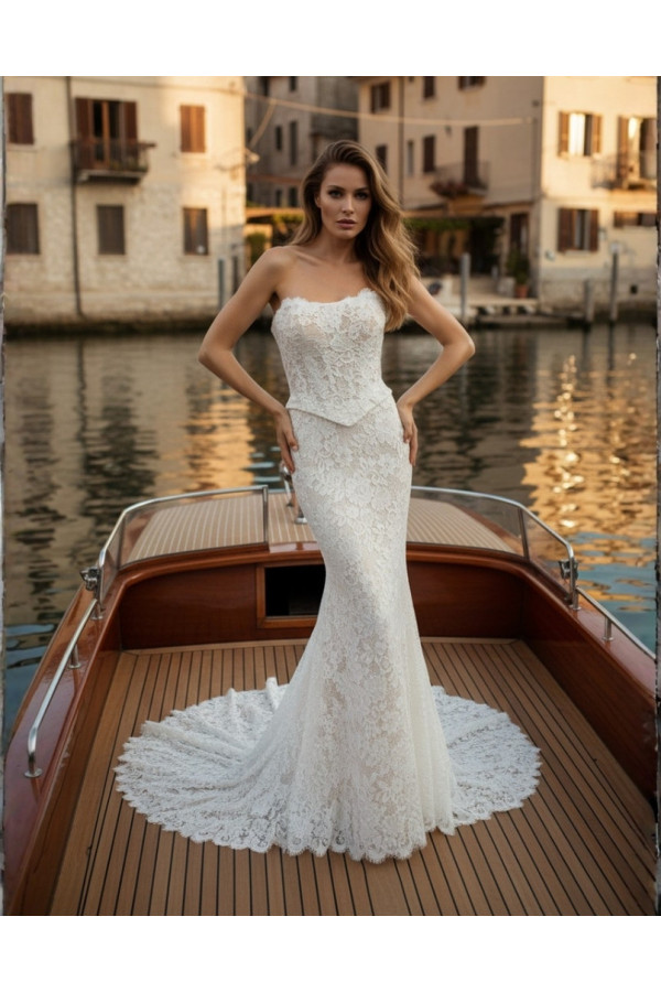 Abito da sposa avorio in pizzo trasformabile 27MS09 Mercedes 2027