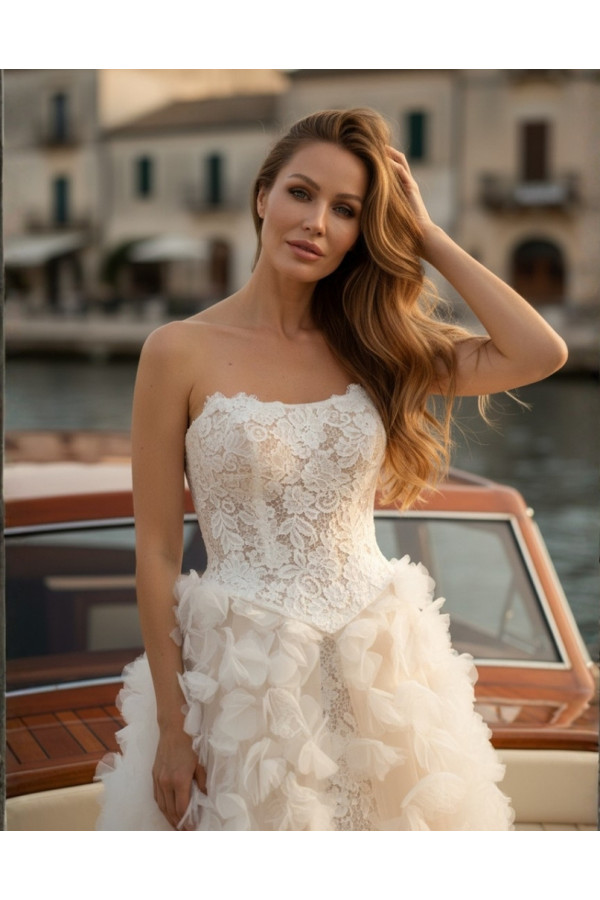 Abito da sposa avorio in pizzo trasformabile 27MS09 Mercedes 2027