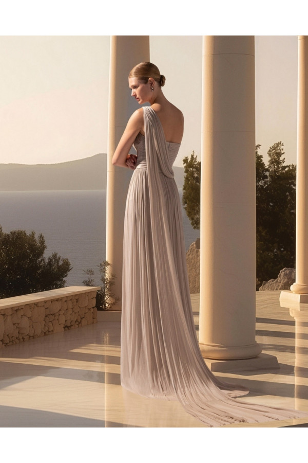 Abito da cerimonia donna 1p17 cipria in tulle scicvolato Paloma Queves