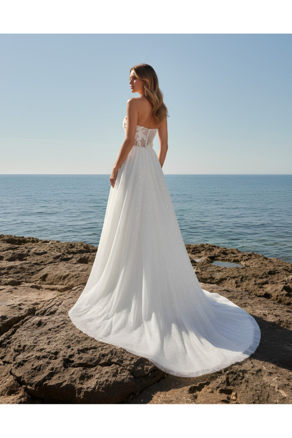 Abito da sposa avorio in tulle glitterato ampio 27LOV41 Lovely