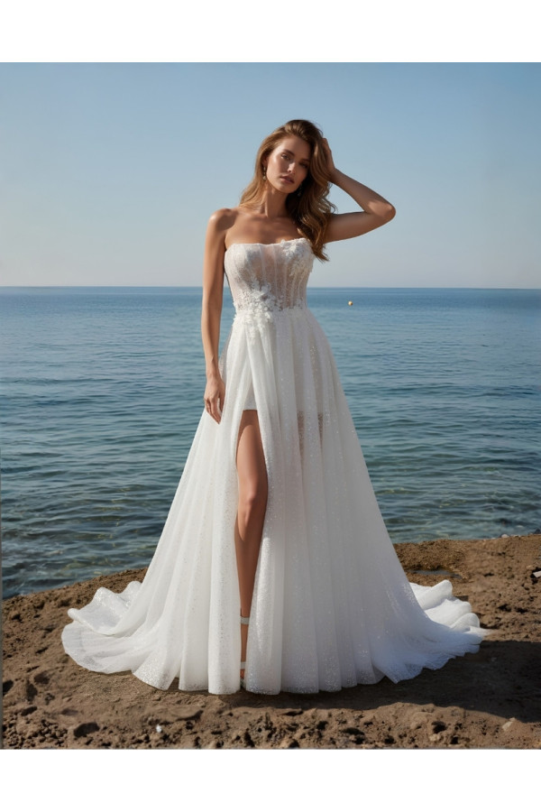 Abito da sposa avorio in tulle glitterato ampio 27LOV41 Lovely