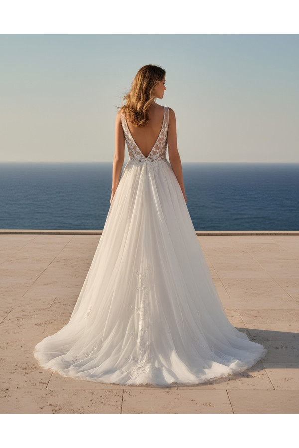 Abito da sposa avorio in pizzo 3D e tulle ampio 27LOV36 Lovely