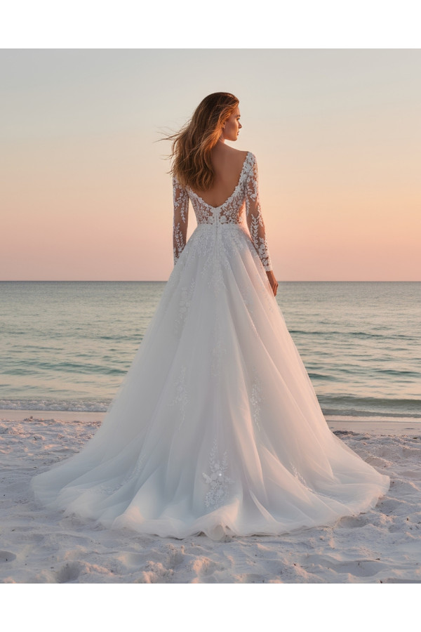 Abito da sposa avorio in tulle e pizzo ampio 27LOV33 Lovely 2027
