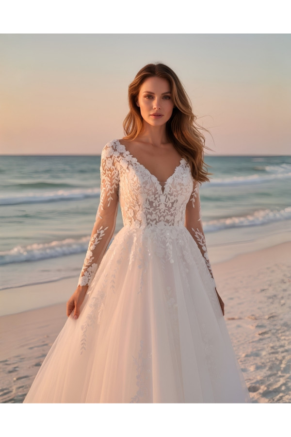 Abito da sposa avorio in tulle e pizzo ampio 27LOV33 Lovely 2027