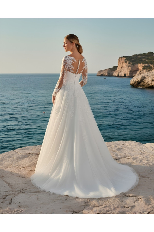 Abito da sposa avorio in pizzo 3D e tulle ampio 27LOV25 Lovely 2027