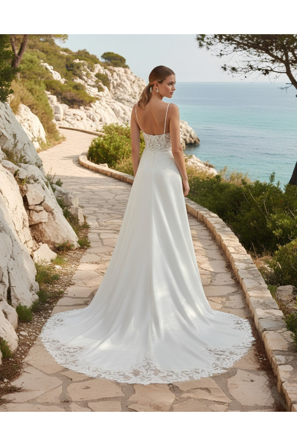 Abito da sposa avorio in crepe e pizzo scivolato 27LOV03 Lovely 2027