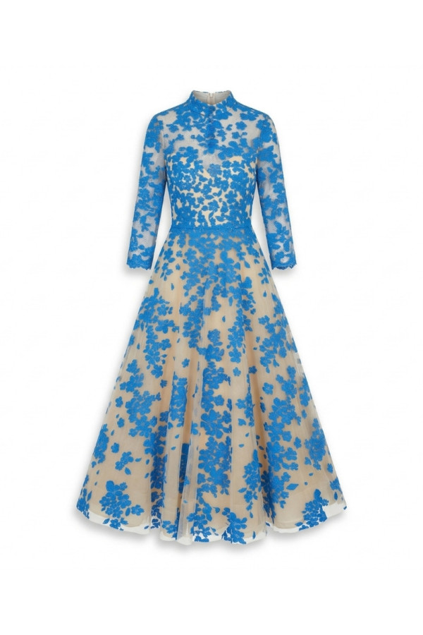 Abito da cerimonia 1tf8 donna rosa clara azzuro e avorio corto