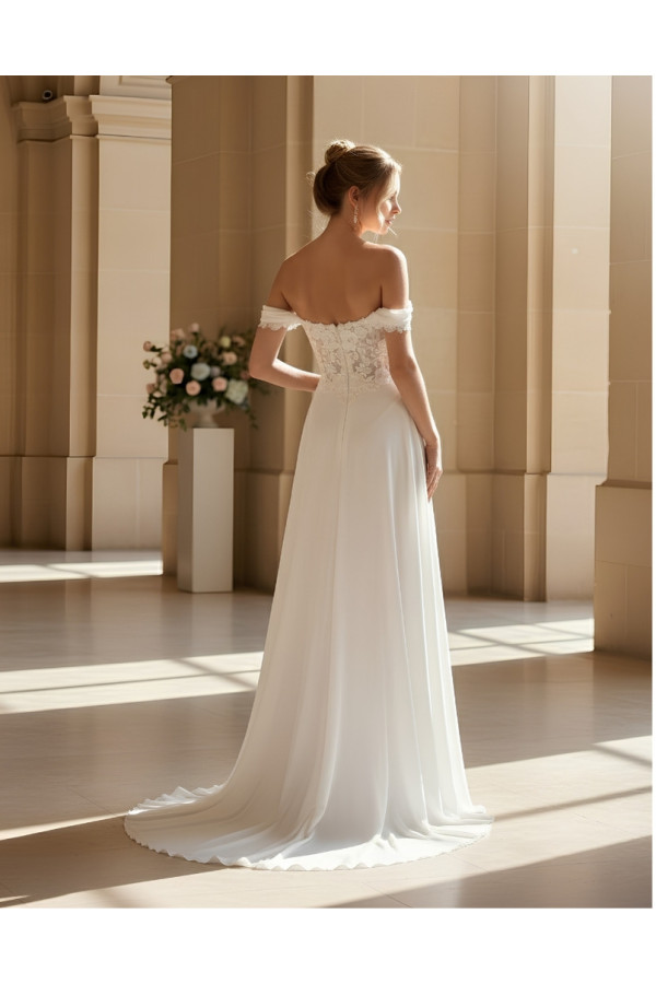 Abito da sposa avorio in chiffon e pizzo 27JFY-10 Just For You