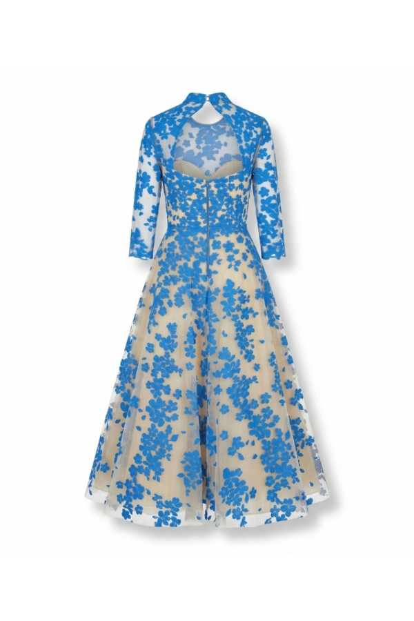 Abito da cerimonia 1tf8 donna rosa clara azzuro e avorio corto