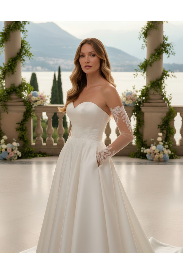 Abito da sposa avorio in taffetà ampio 27DS21 Divina Sposa 2027