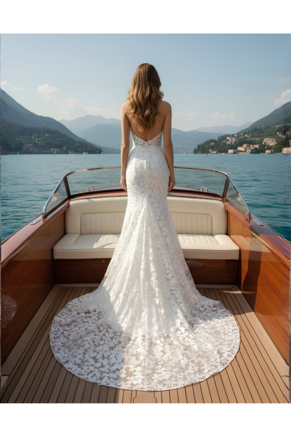 Abito da sposa avorio in pizzo a sirena 27DS19 Divina Sposa