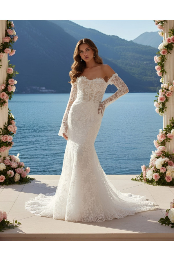 Abito sposa avorio pizzo sirena 27DS15 Divina Sposa