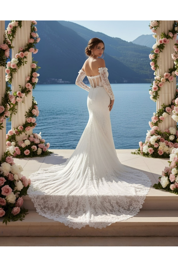 Abito sposa avorio pizzo sirena 27DS15 Divina Sposa