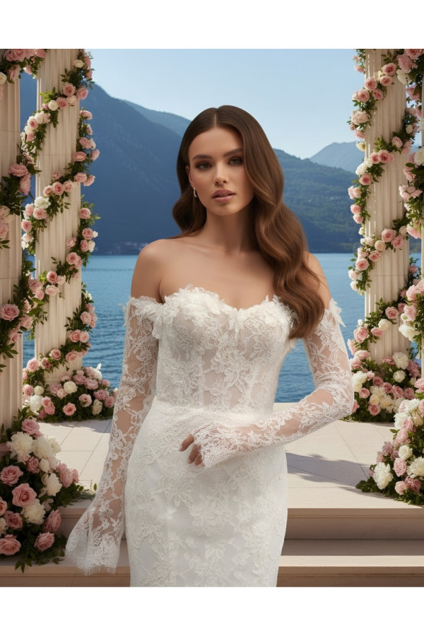 Abito sposa avorio pizzo sirena 27DS15 Divina Sposa