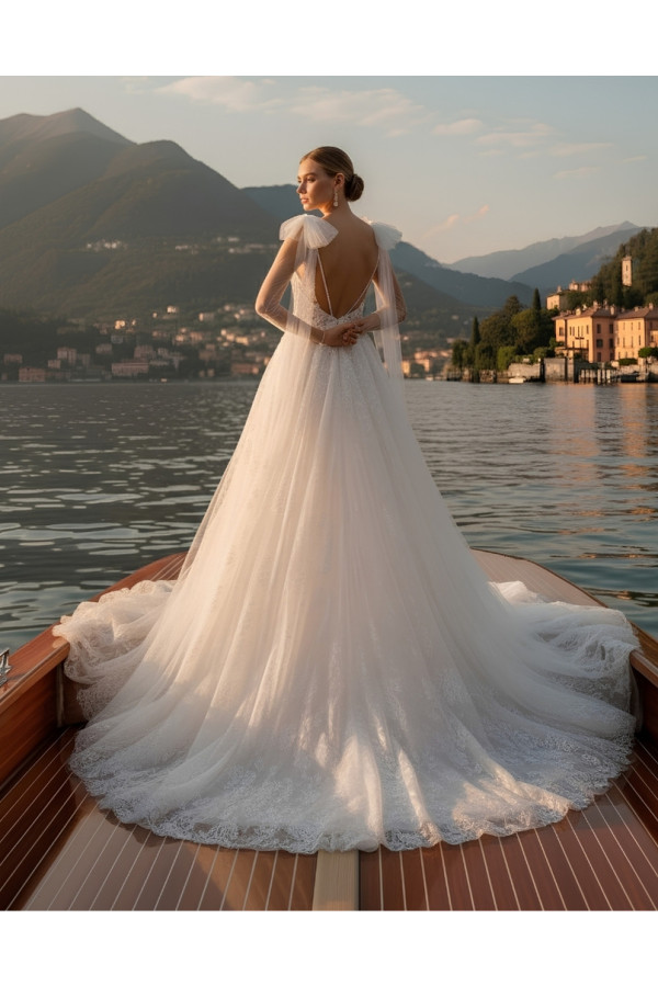 Abito sposa avorio in pizzo e tulle ampio 27DS10 Divina Sposa
