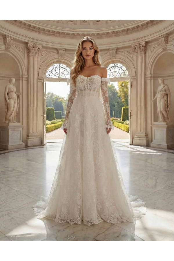 Abito da sposa avorio in pizzo ampio 27MK08 Miss Kelly 2027