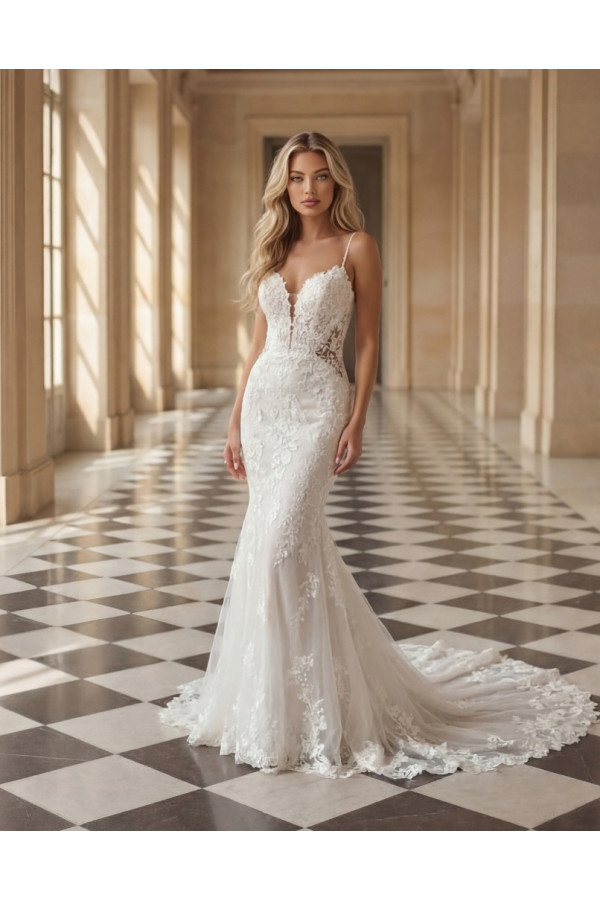 Abito da sposa avorio a sirena in pizzo 27MK04 Miss Kelly 2027